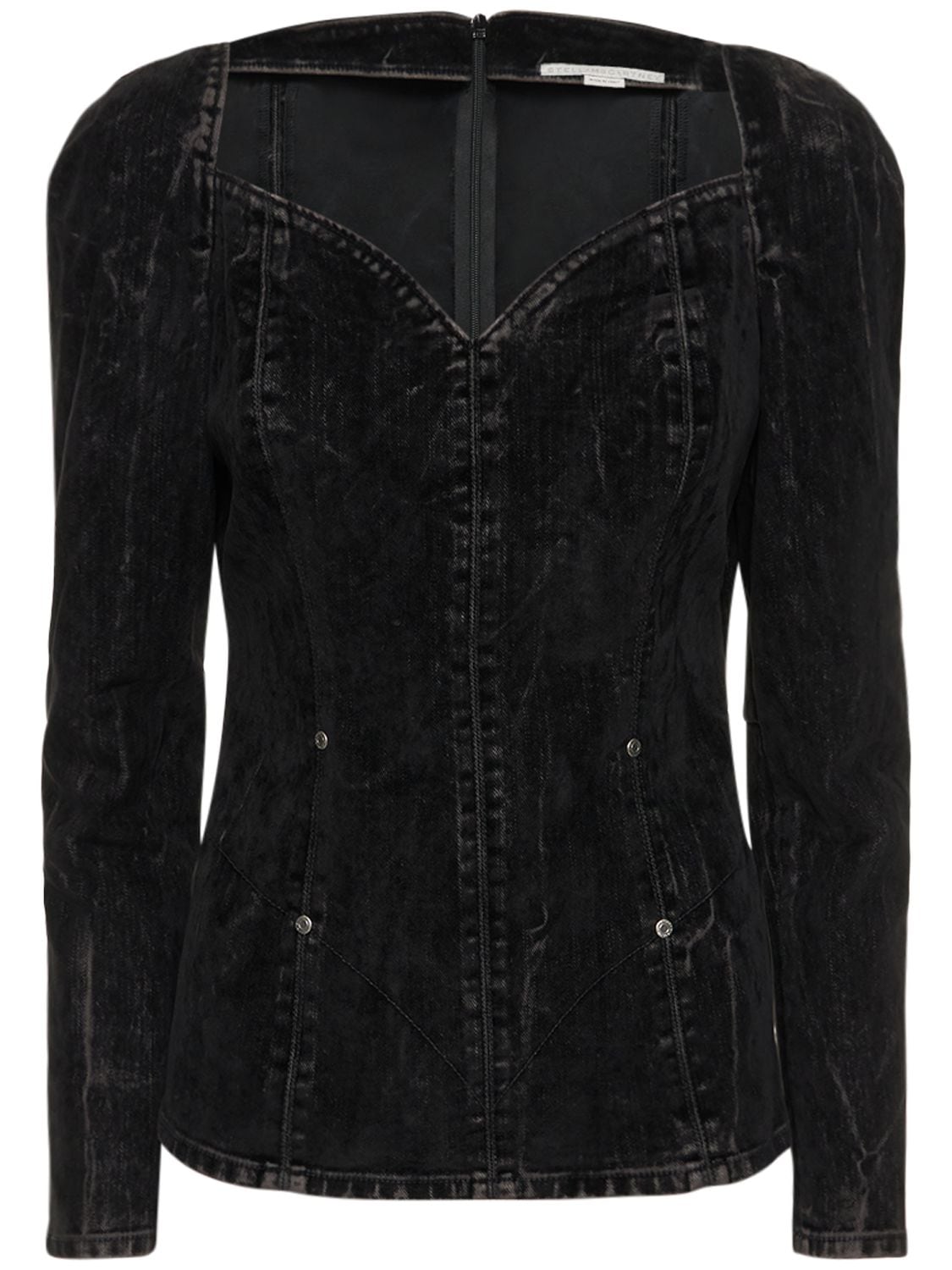 STELLA MCCARTNEY COTTON VELVET DENIM SWEETHEART TOP