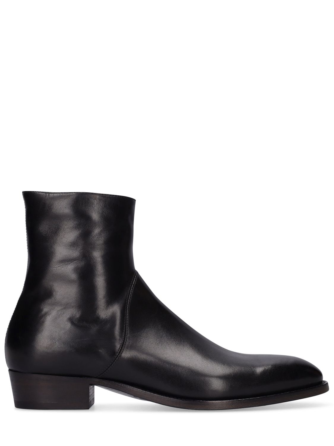 Alberto Fasciani Sleek Leather Ankle Boots W/ Zip In Black