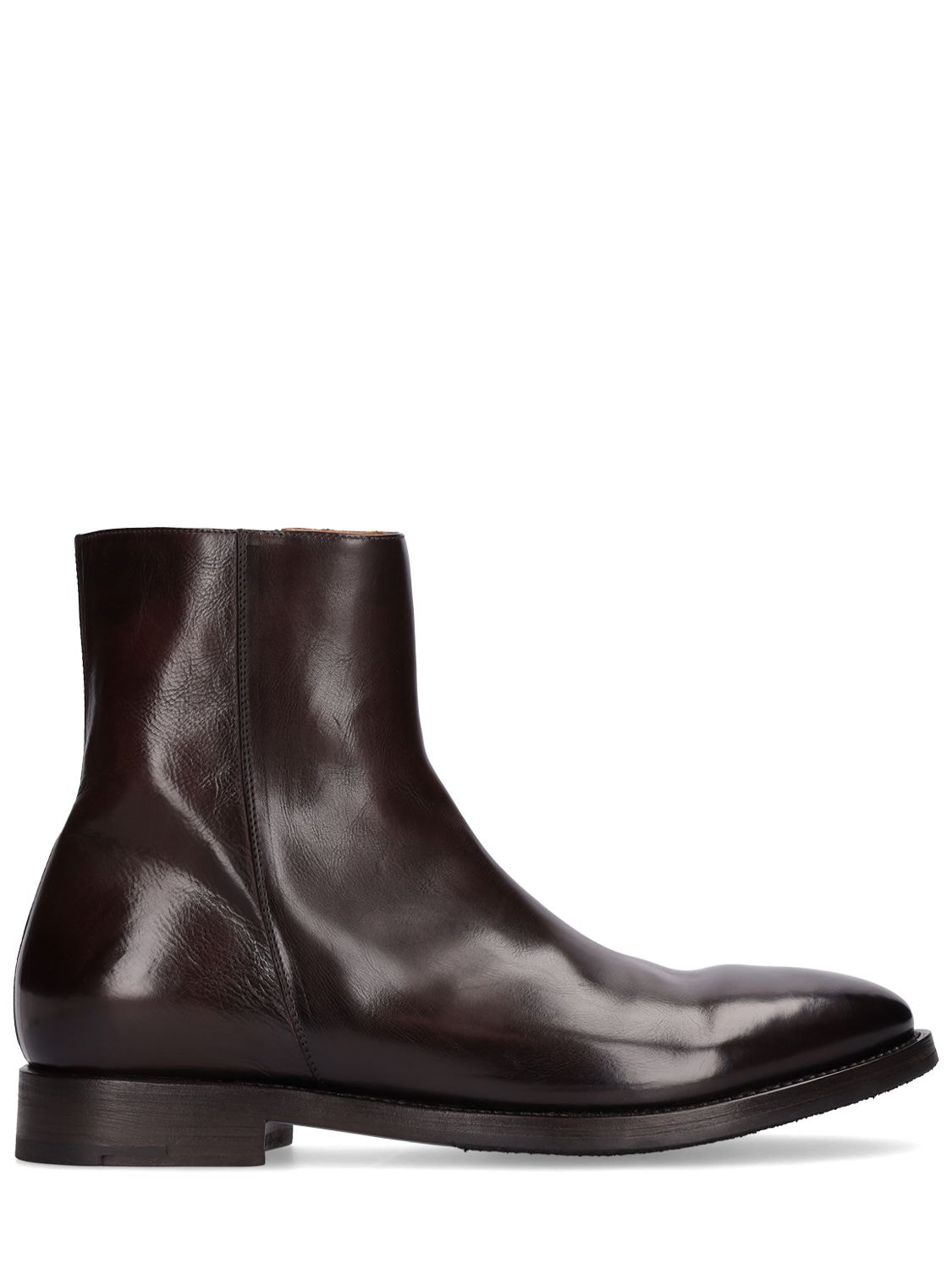 Alberto Fasciani Leather Ankle Boots W/ Side Zip In Brown