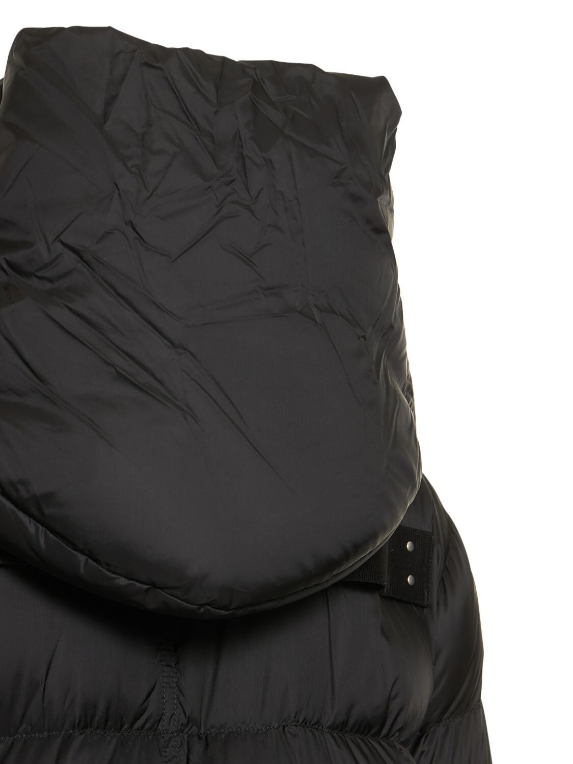 Shop Rick Owens Ls Hooded Liner Long Down Coat In Black