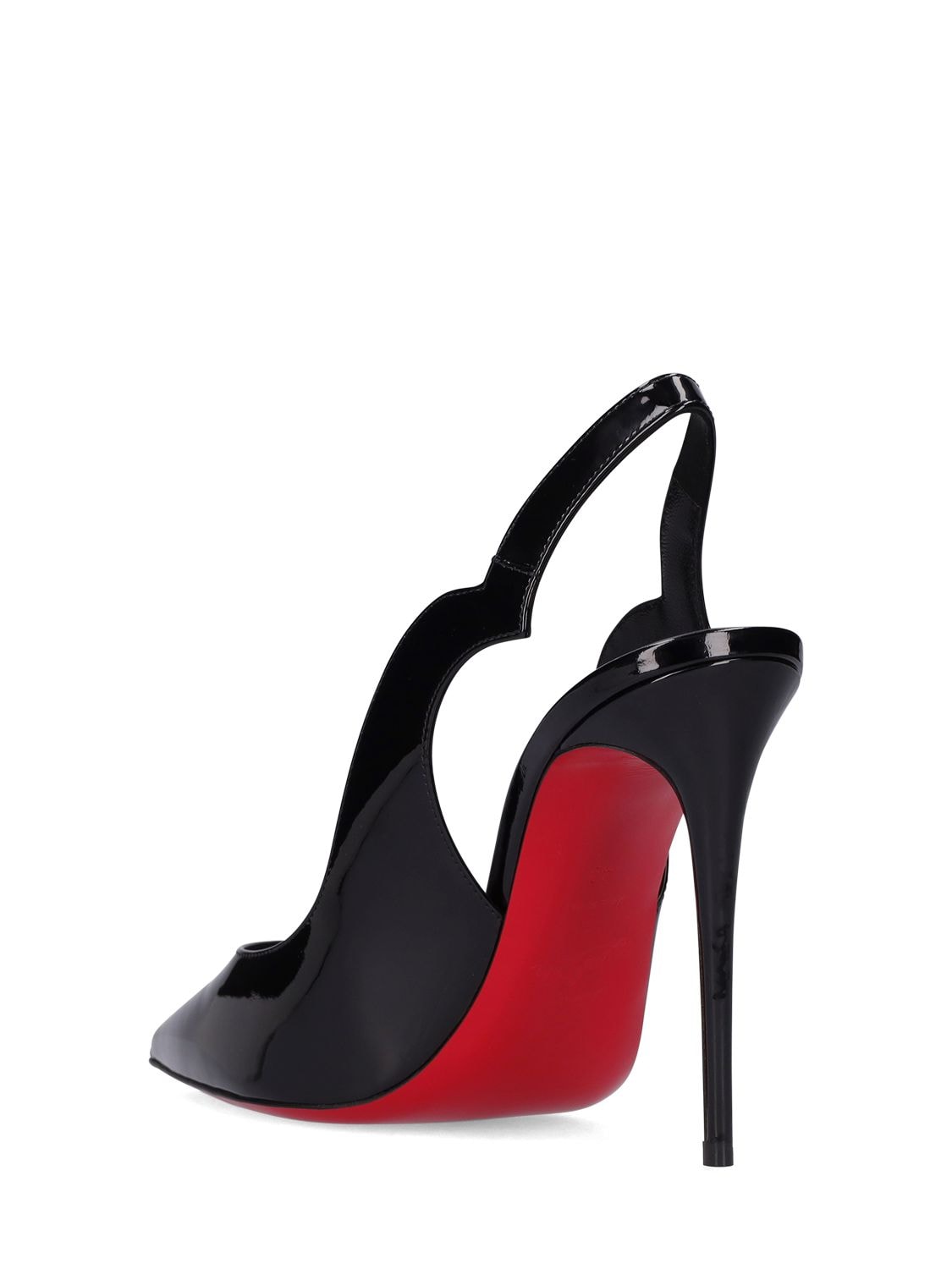 Shop Christian Louboutin 100mm Hot Chick Patent Slingback Pumps In Black