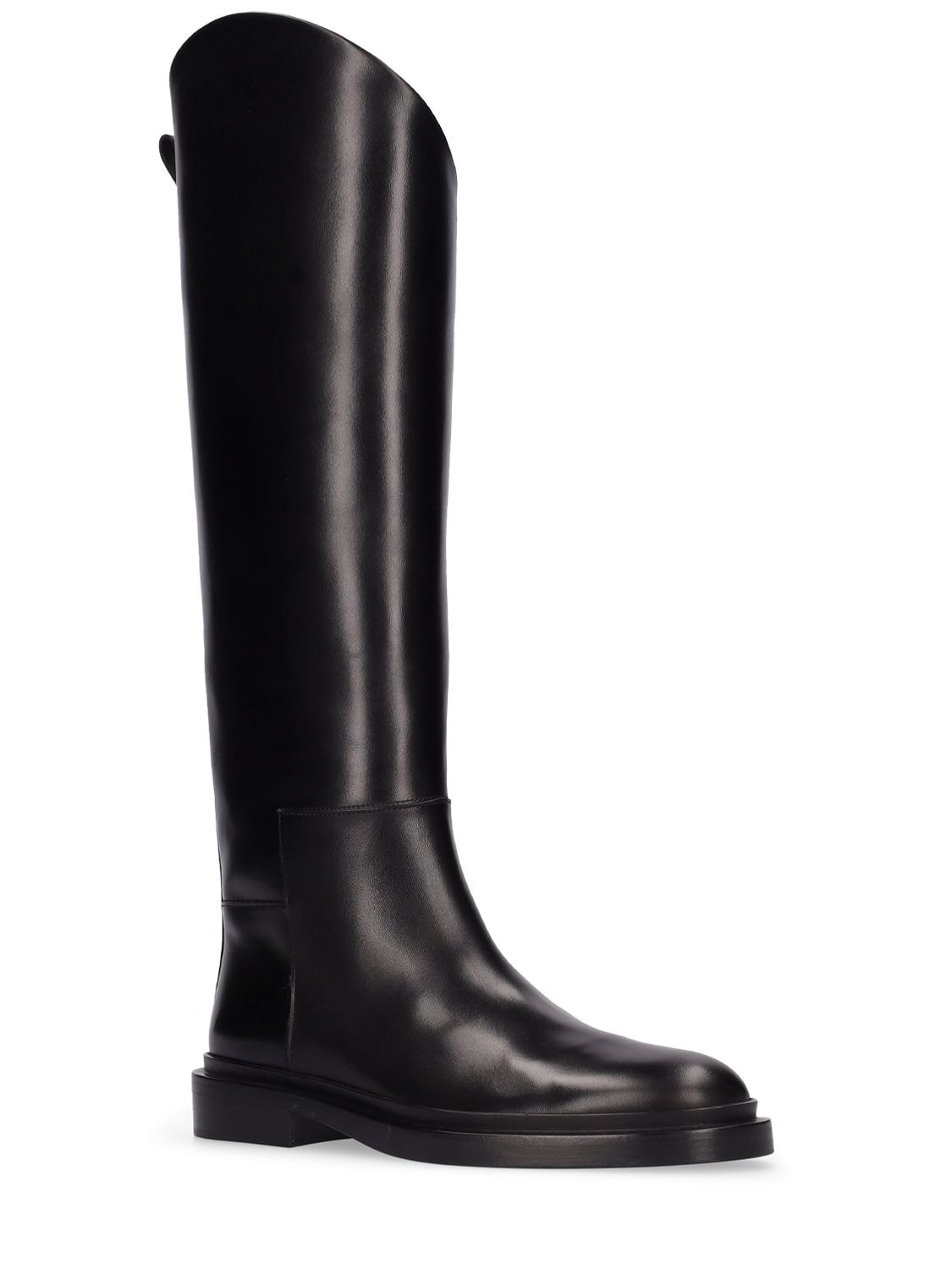 Shop Jil Sander 25mm Leather Riding Boots In Black