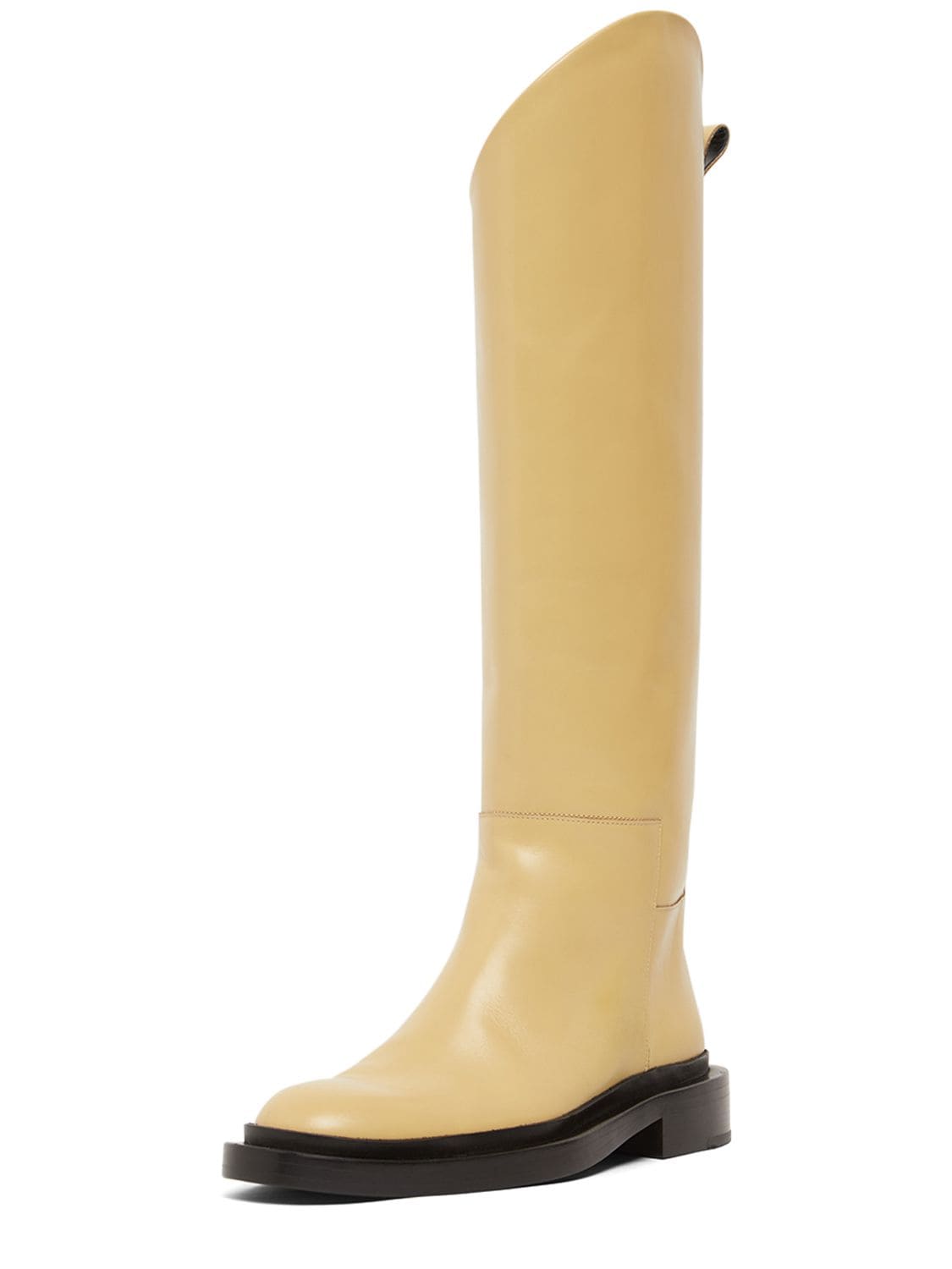 Shop Jil Sander 25mm Leather Riding Boots In Beige