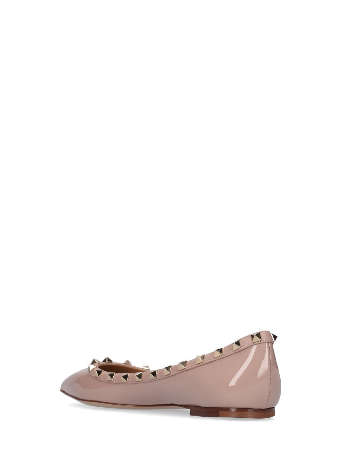 Shop Valentino 10mm Rockstud Patent Leather Flats In Poudre