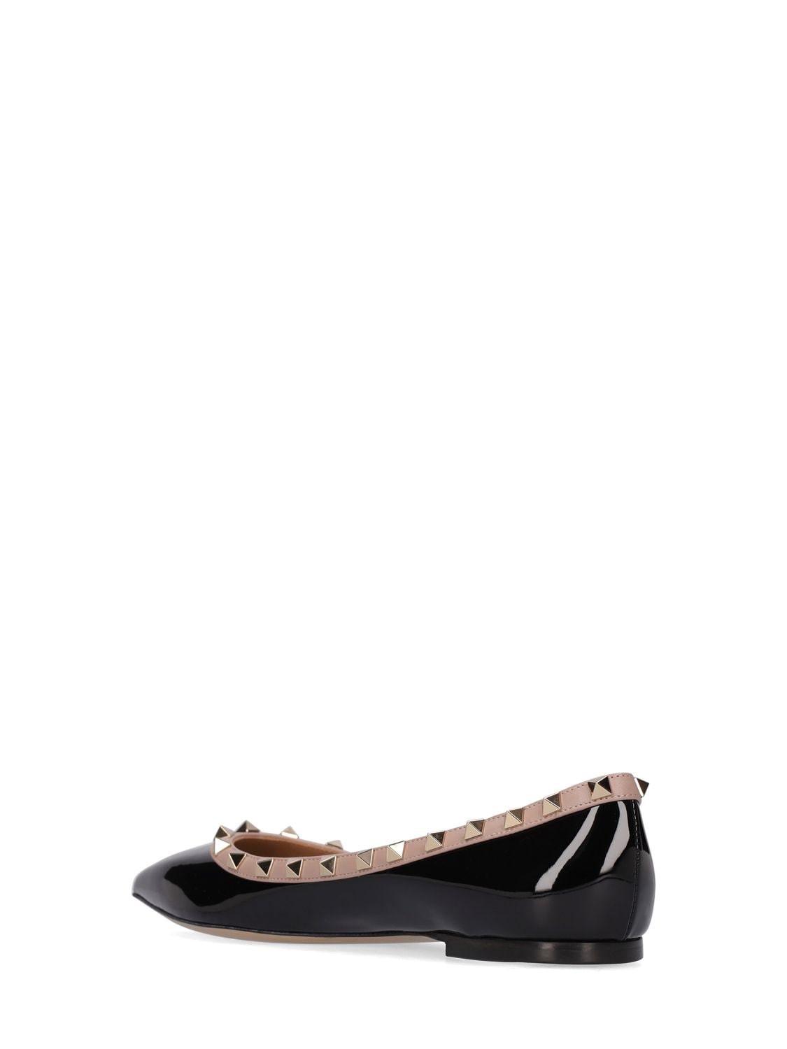 Shop Valentino 10mm Rockstud Patent Leather Flats In Black,poudre