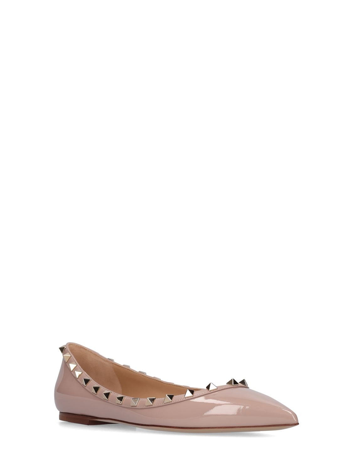 Shop Valentino 10mm Rockstud Patent Leather Flats In Poudre