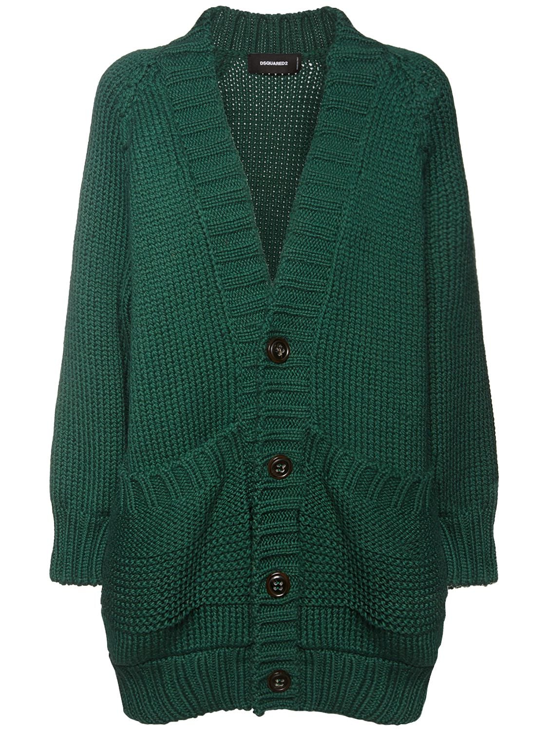 DSQUARED2 OVERSIZED KNITTED WOOL CARDIGAN