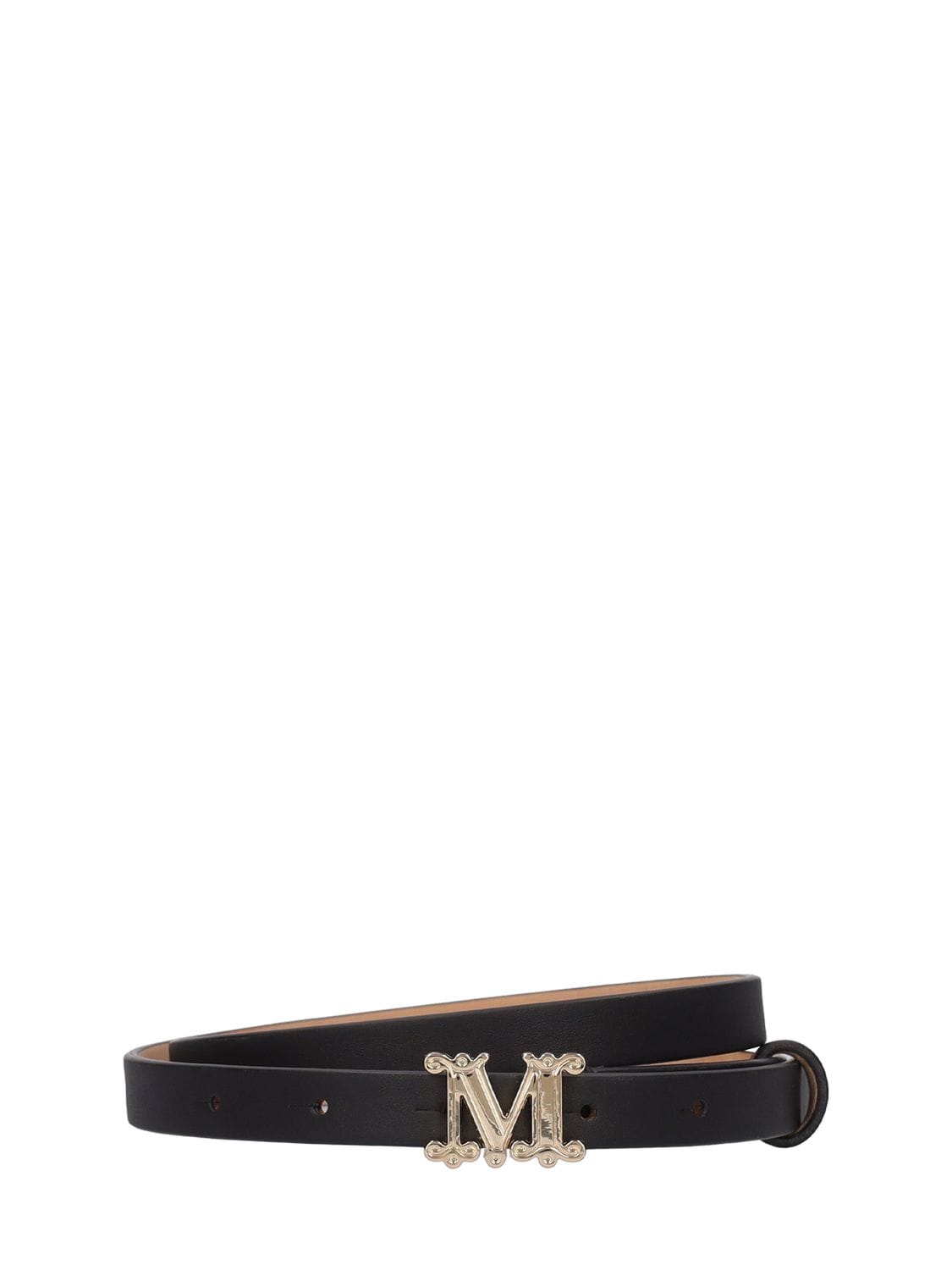 Max Mara 1.5cm Logo Soft Leather Belt In Black