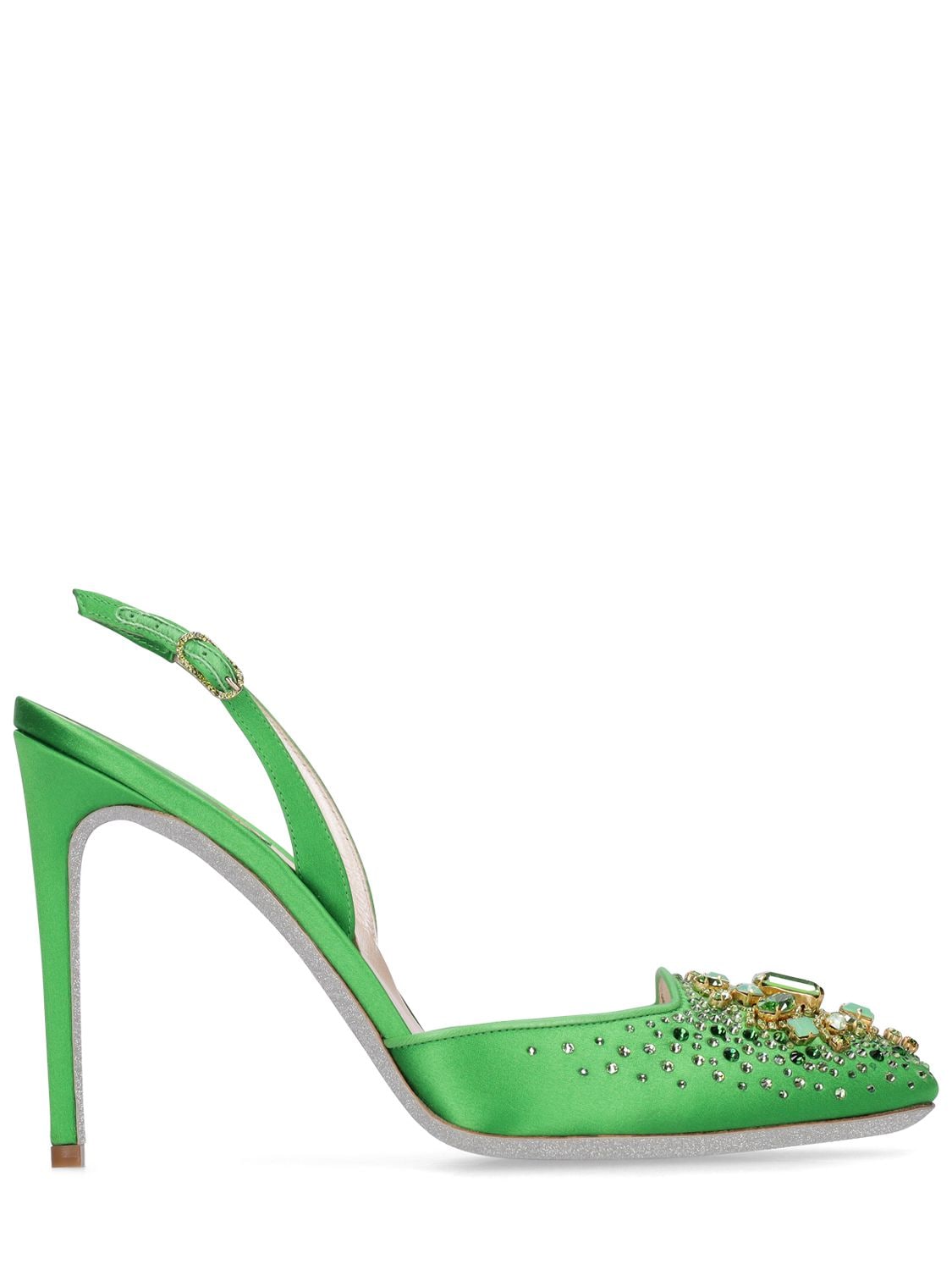 René Caovilla - 100mm satin pumps - Green | Luisaviaroma