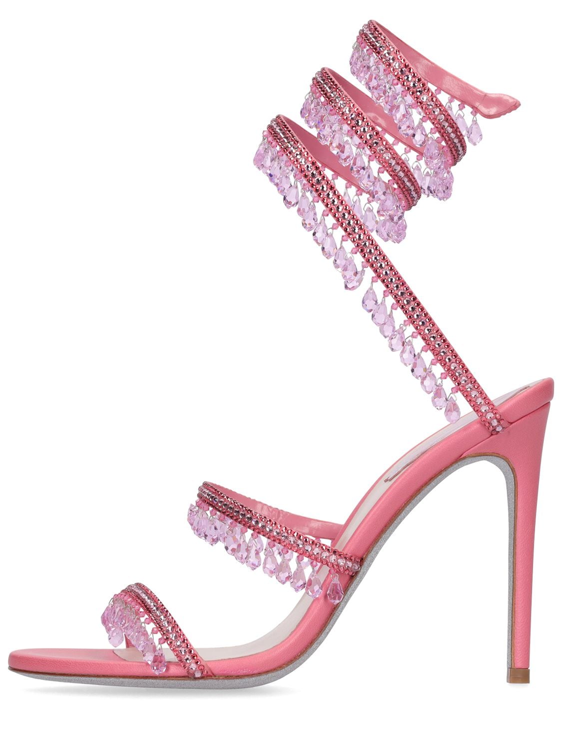 René Caovilla 105mm Satin Chandelier Sandals In Pink