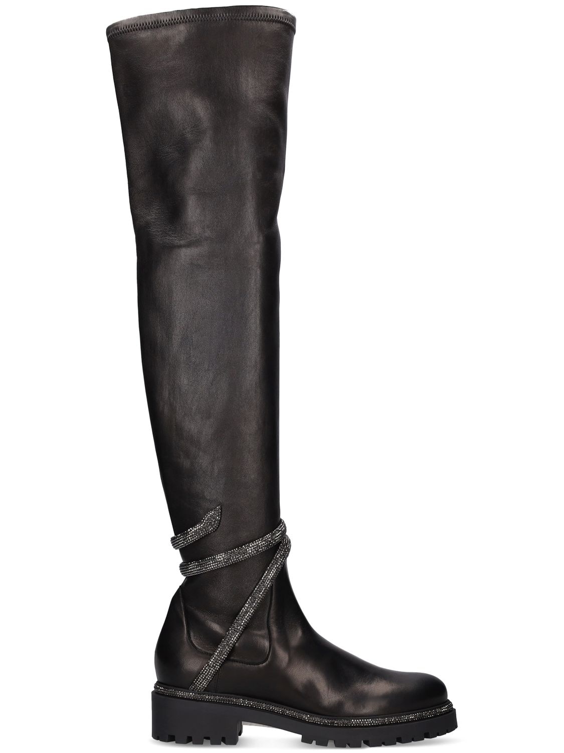 René Caovilla 25mm Leather Over-the-knee Boots In Black