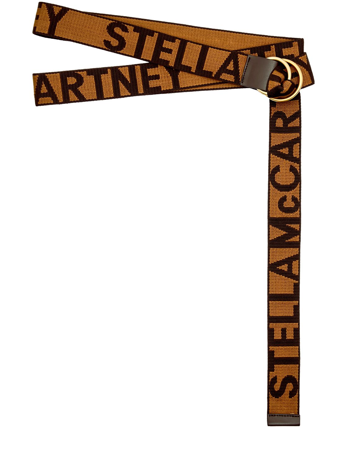 Stella Mccartney 4cm Monogram Webbing Belt In Camel,chocolate