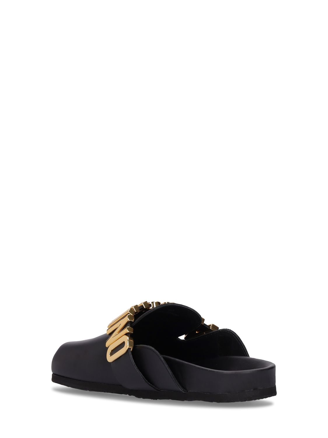 Shop Moschino 30mm Leather Mules In Black