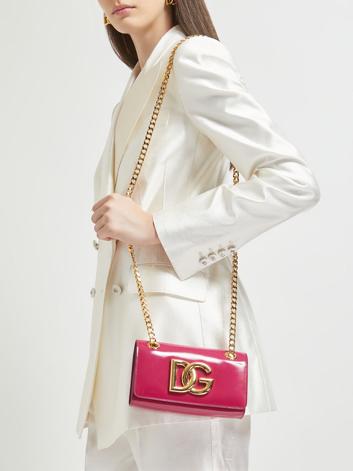 Devotion patent leather handbag Dolce & Gabbana Pink in Patent