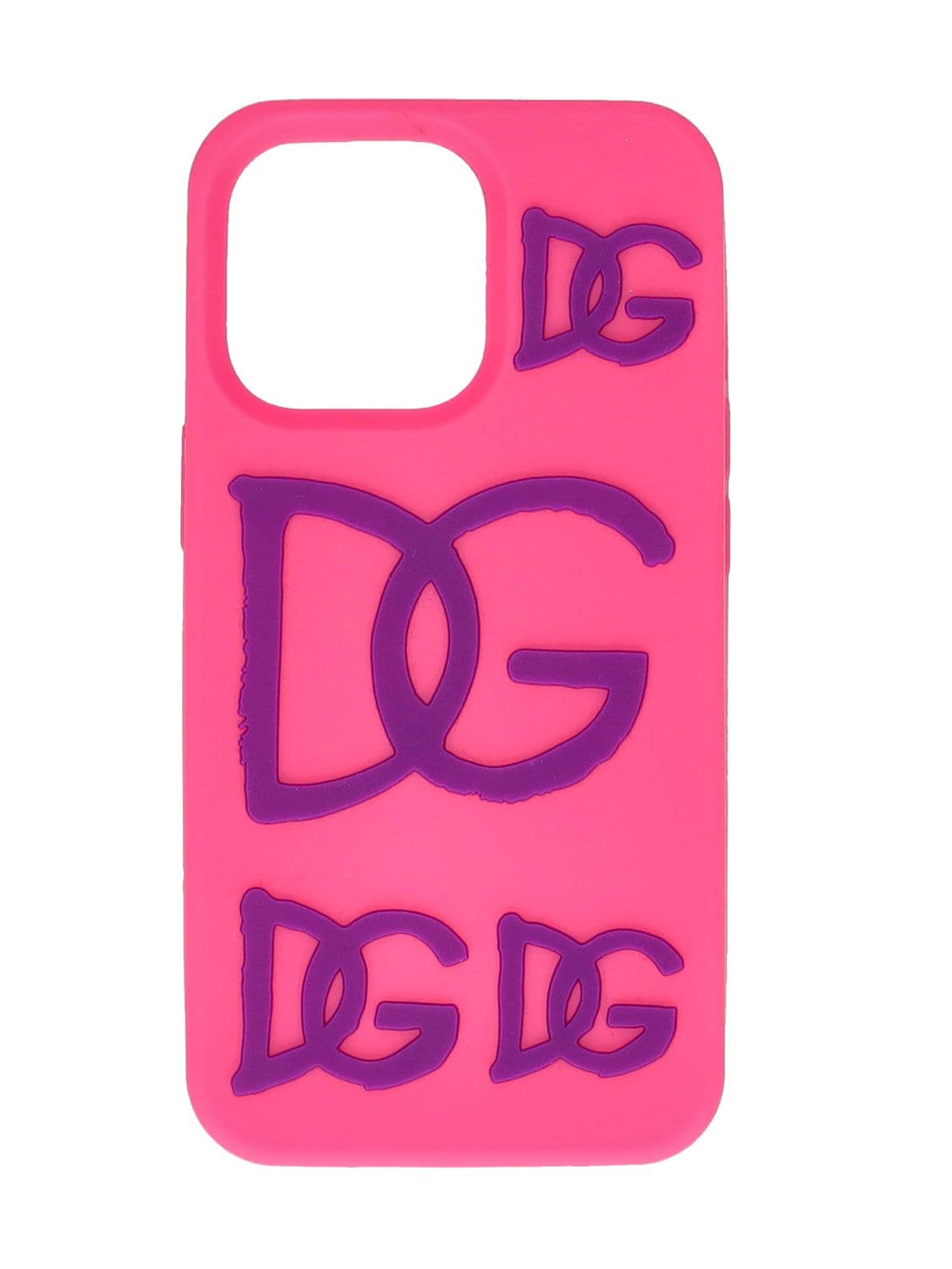 Dolce & Gabbana Dg Logo Rubber Iphone 13 Pro Case In Pink,violet