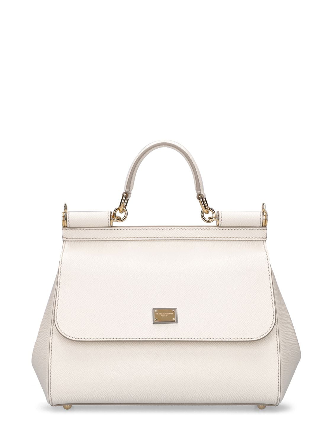 Medium Sicily handbag in dauphine leather in White