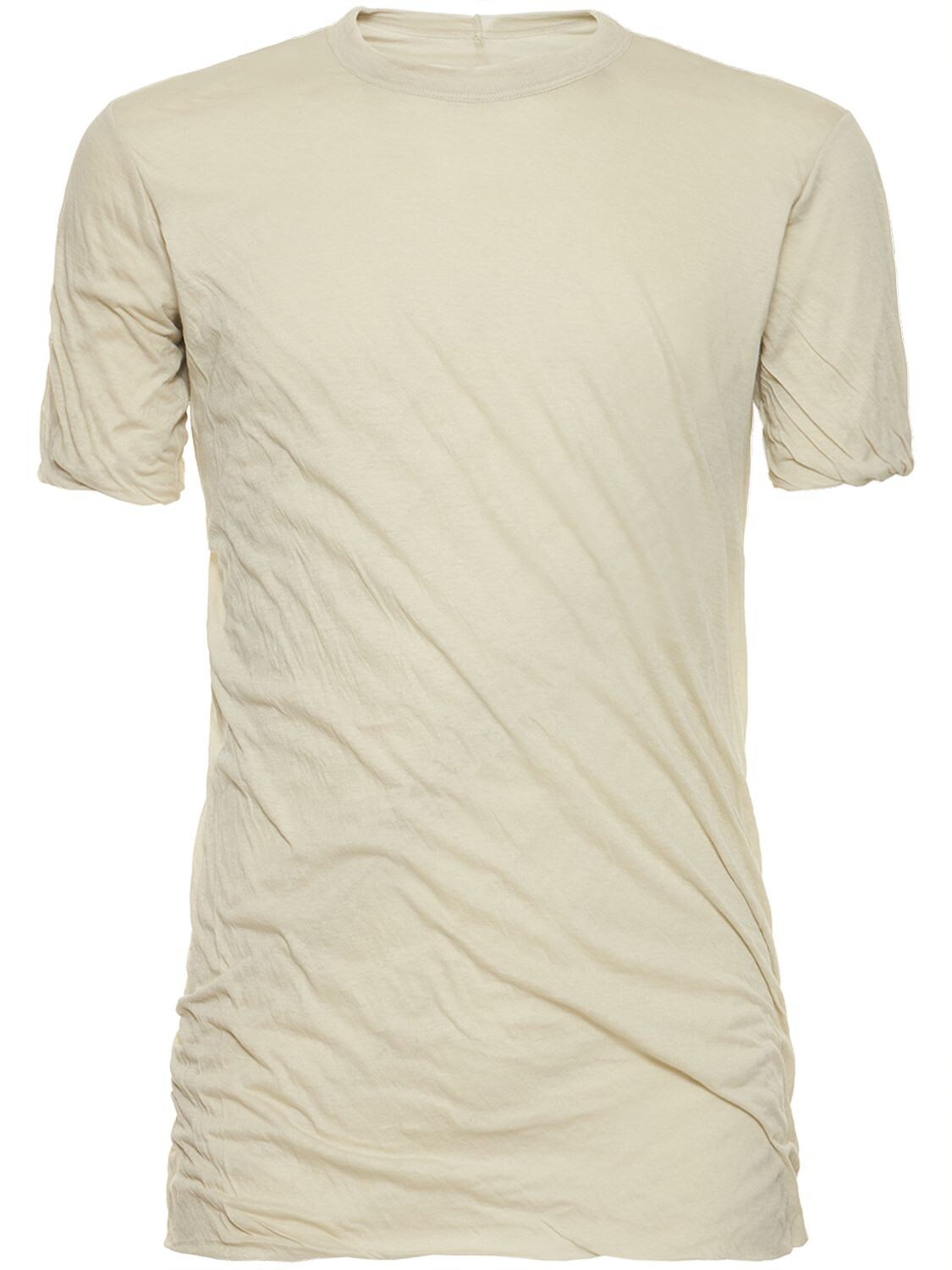 Rick Owens Twist Long Double Cotton Jersey T-shirt In Pearl