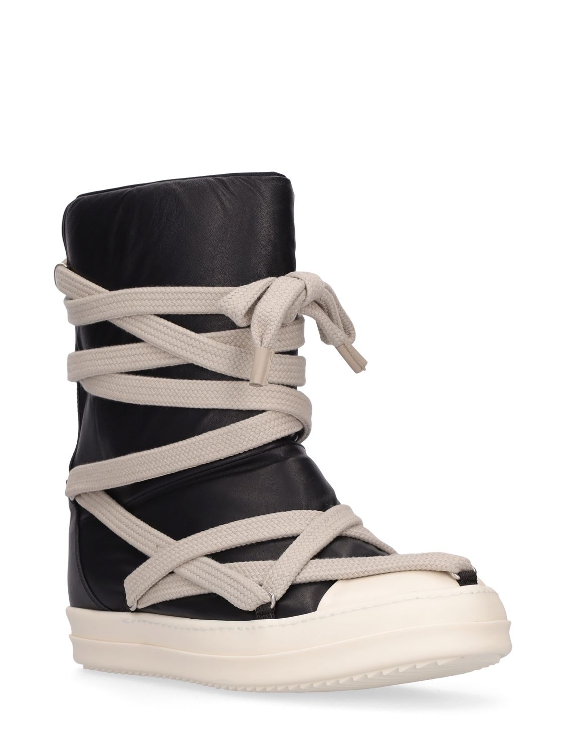 Rick Owens Jumbo Puffer Mega-laced Boots in Black | Stylemi