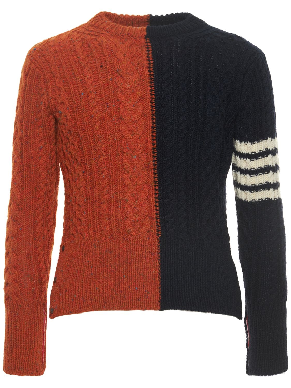 THOM BROWNE Aaran Cable Knit Sweater W/ 4 Bar
