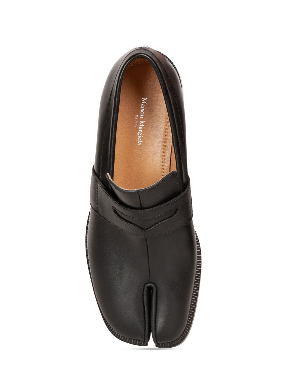 Shop Maison Margiela 20mm Tabi Brushed Leather Loafers In Black