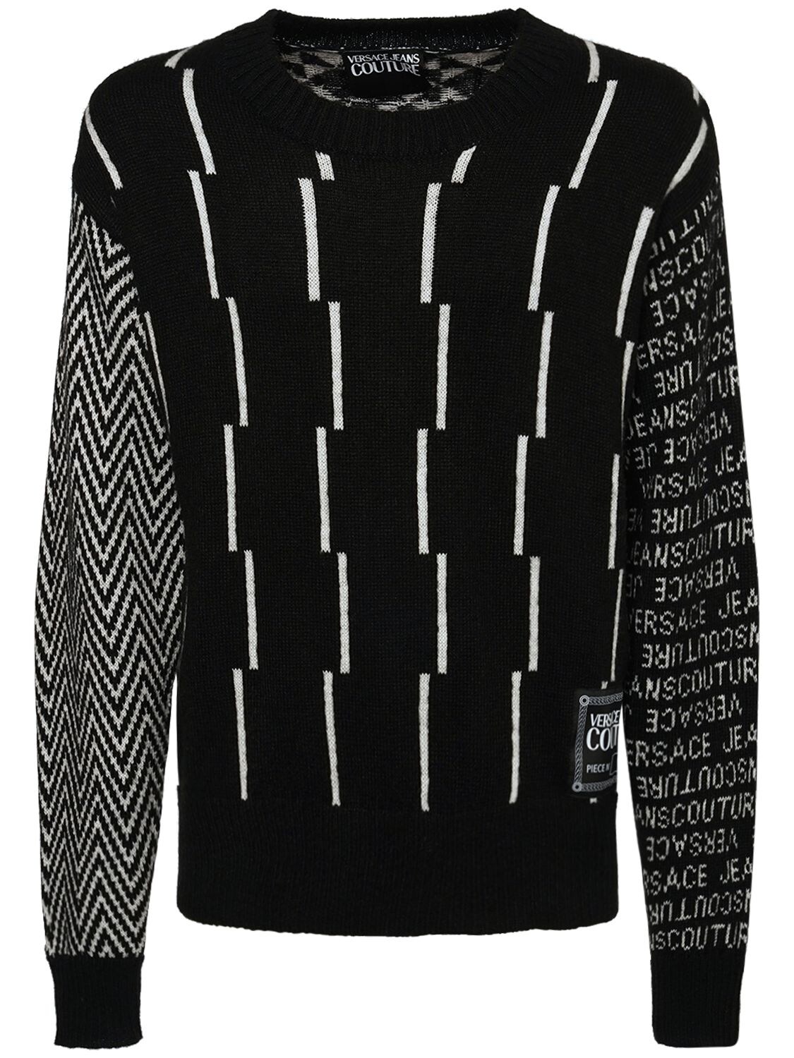 VERSACE JEANS COUTURE Graphic Print Mohair Blend Knit Sweater