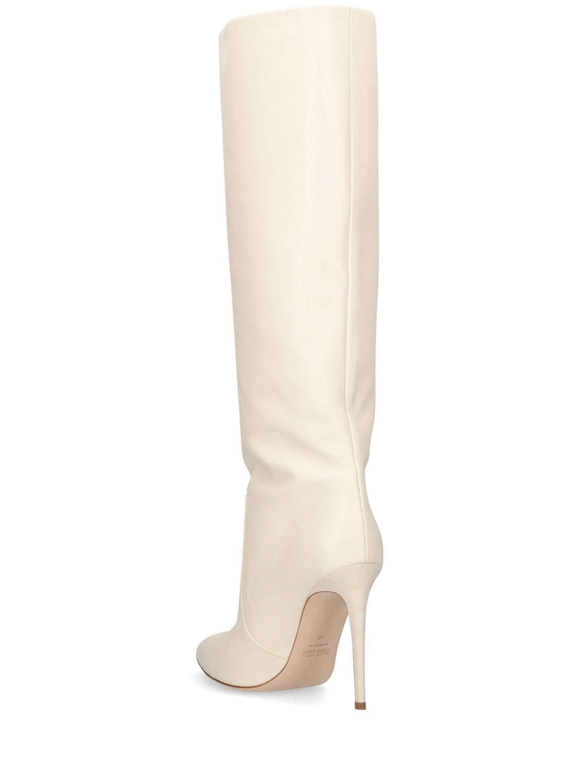 Shop Paris Texas 105mm Stiletto Leather Tall Boots In Cream