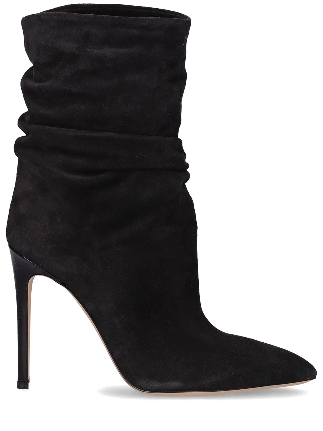 Paris Texas 105mm Slouchy Suede Ankle Boots In Black