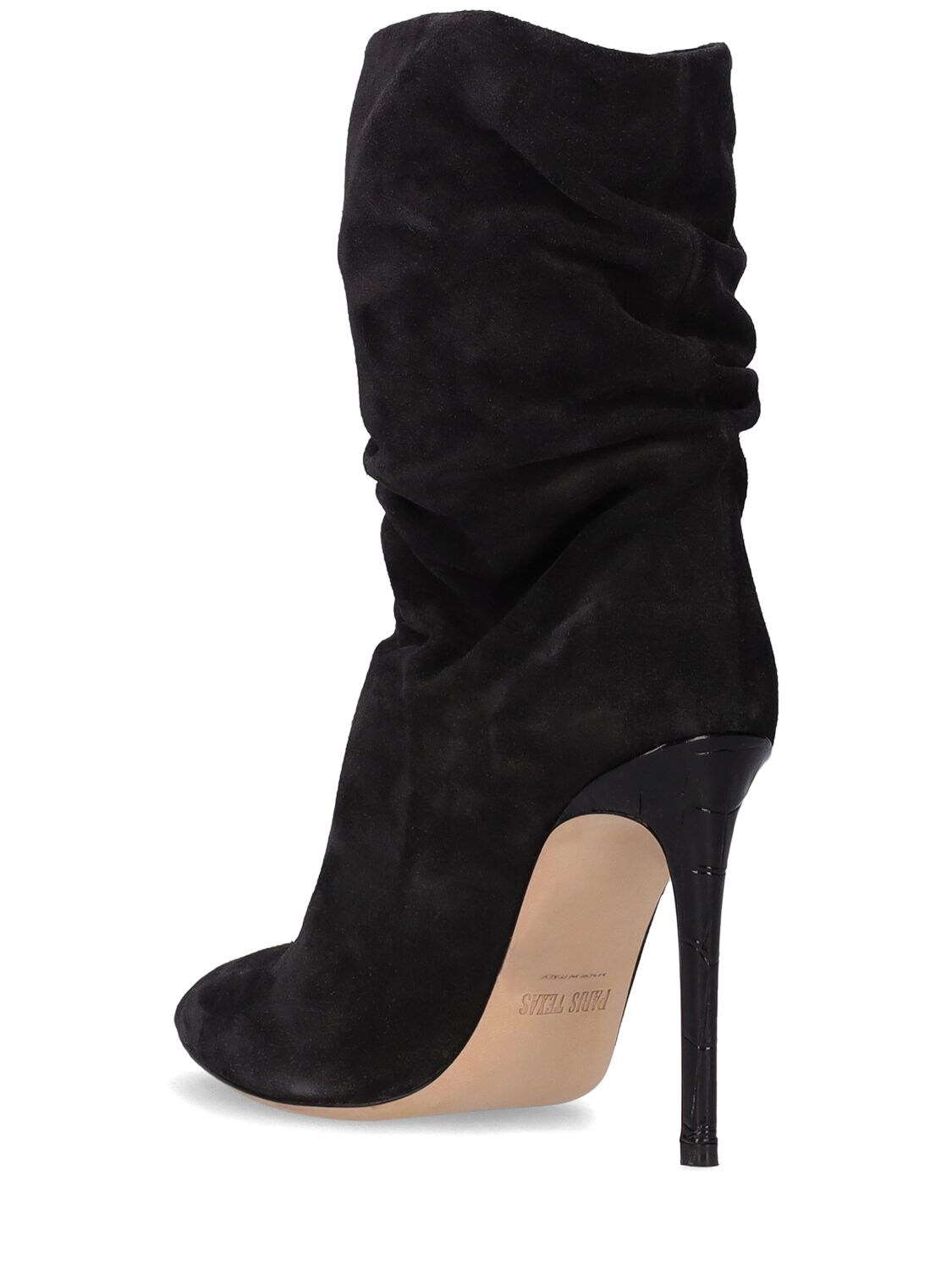 Shop Paris Texas 105mm Slouchy Suede Ankle Boots In Black