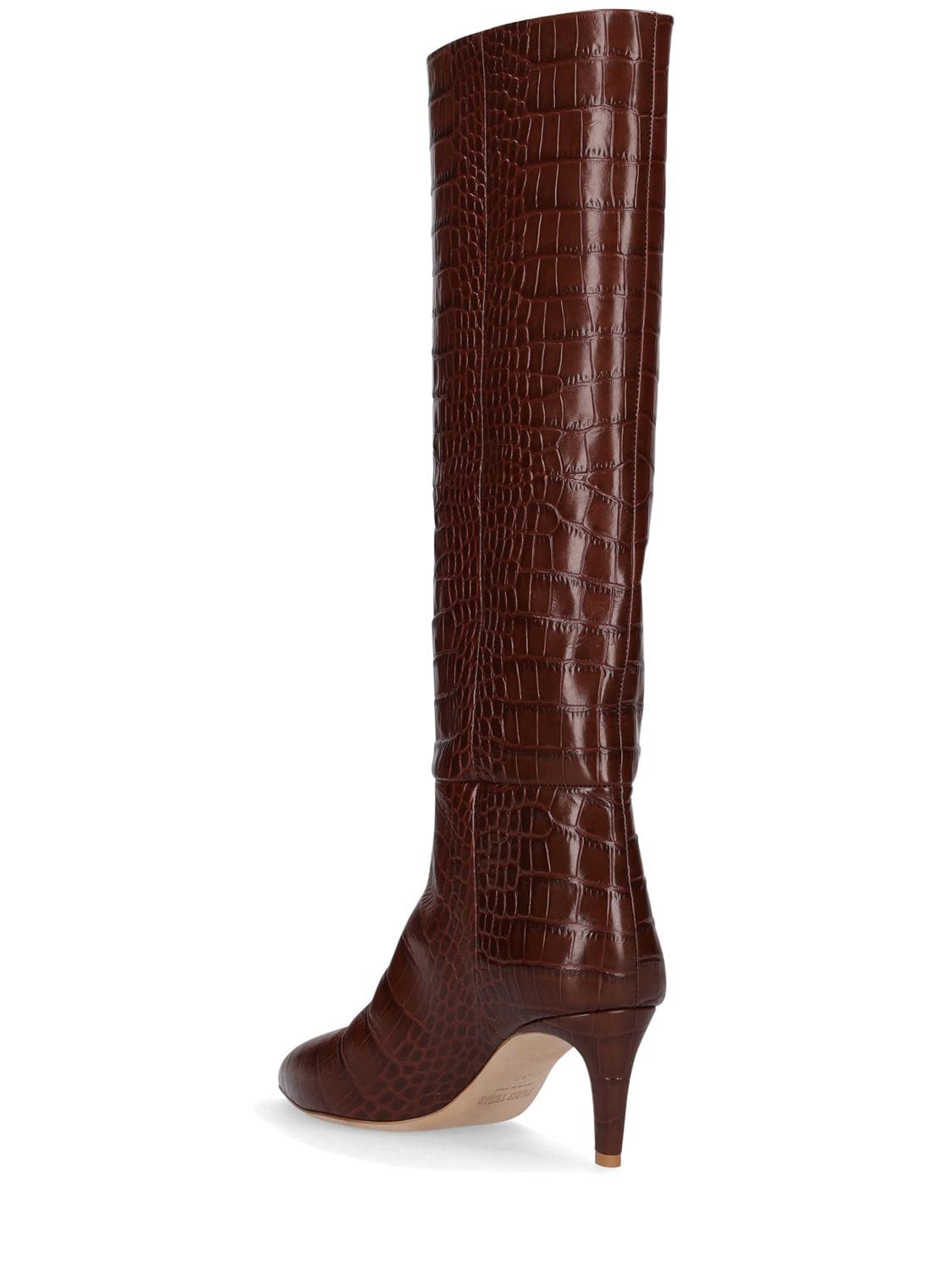 Shop Paris Texas 60mm Stiletto Croc Embossed Boots In Tan