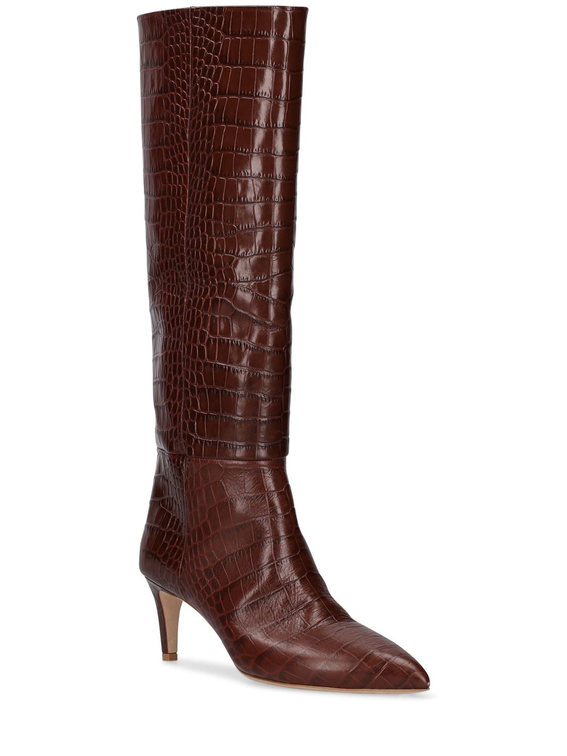 Shop Paris Texas 60mm Stiletto Croc Embossed Boots In Tan