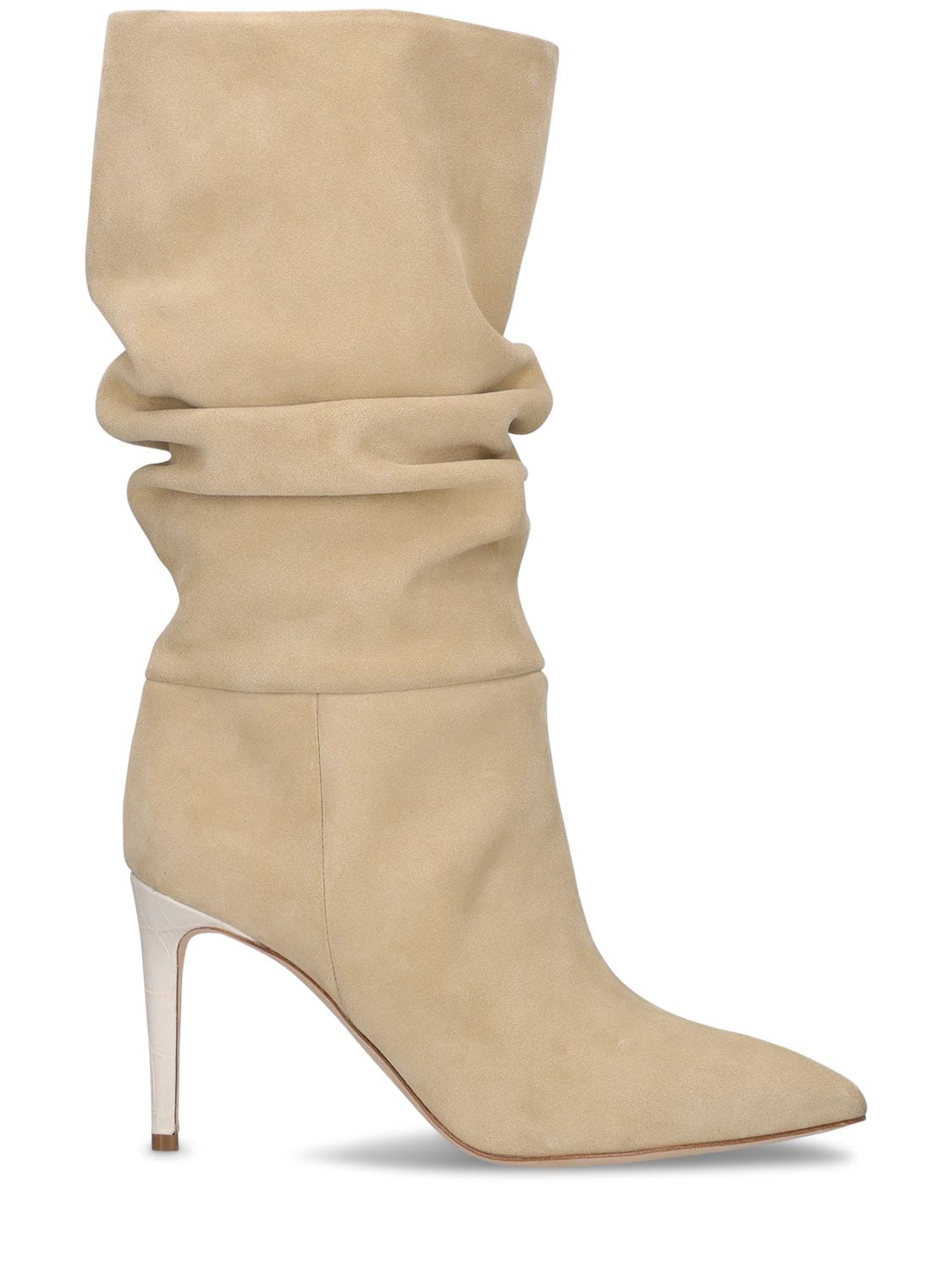 Paris Texas 85mm Slouchy Suede Boots In Cream