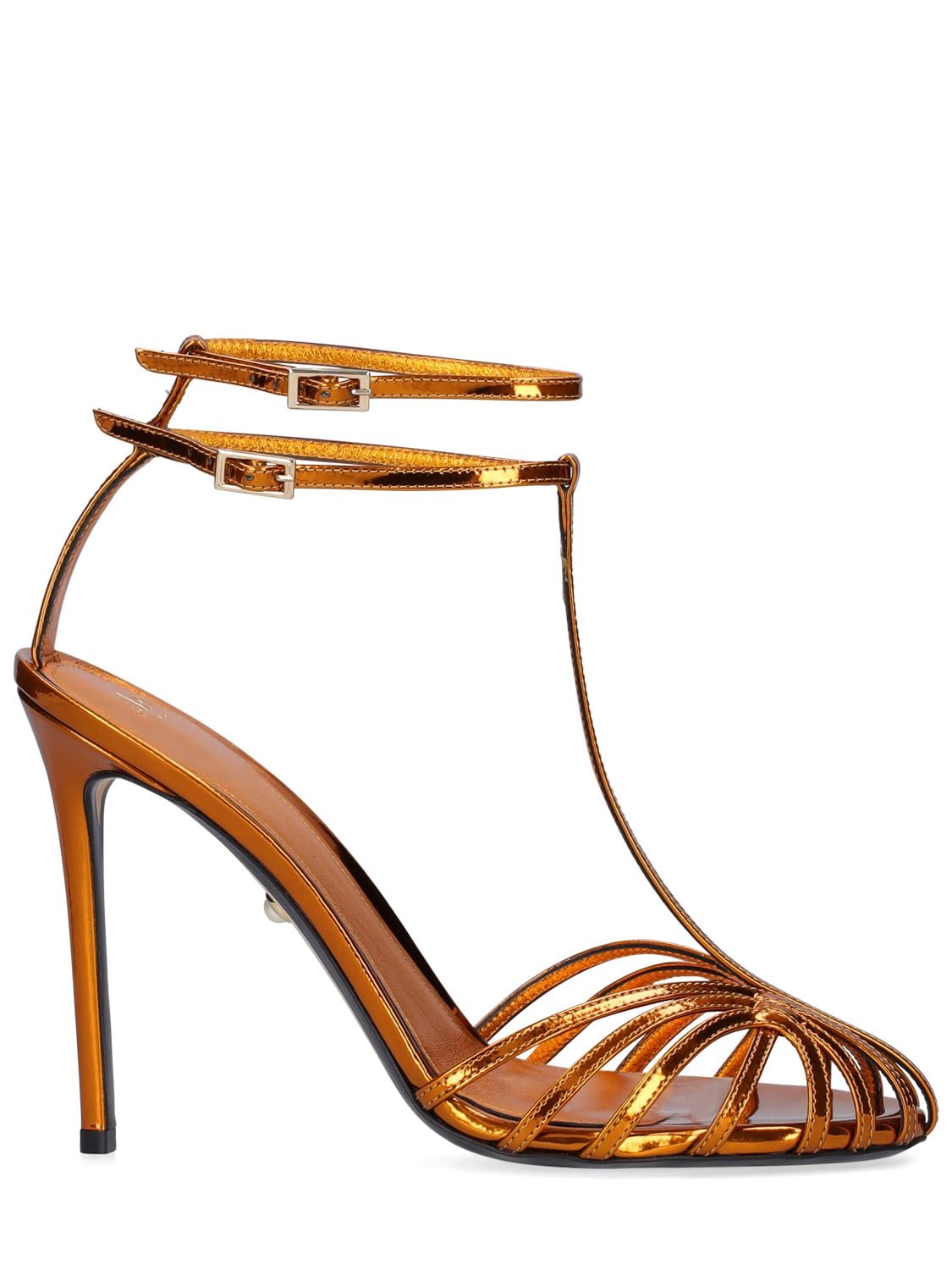 ALEVÌ 110MM STELLA LAMINATED LEATHER SANDALS