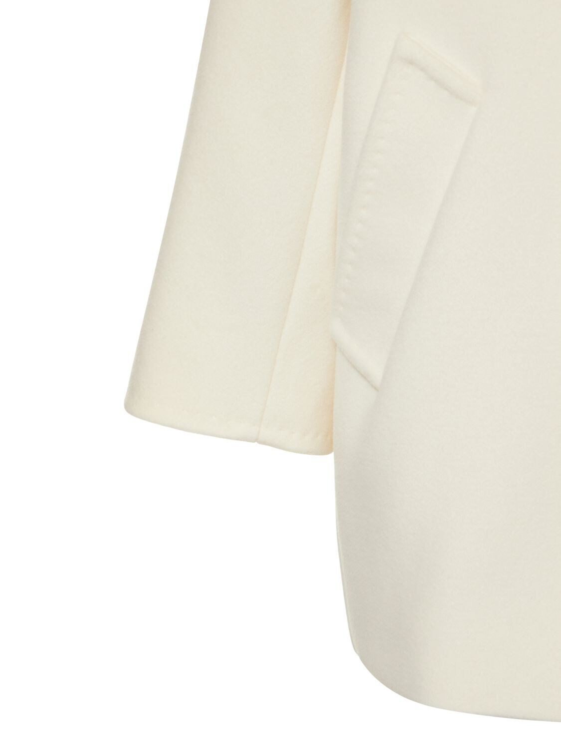 Max Mara Guinea Notched-lapels Wool-blend Coat In White
