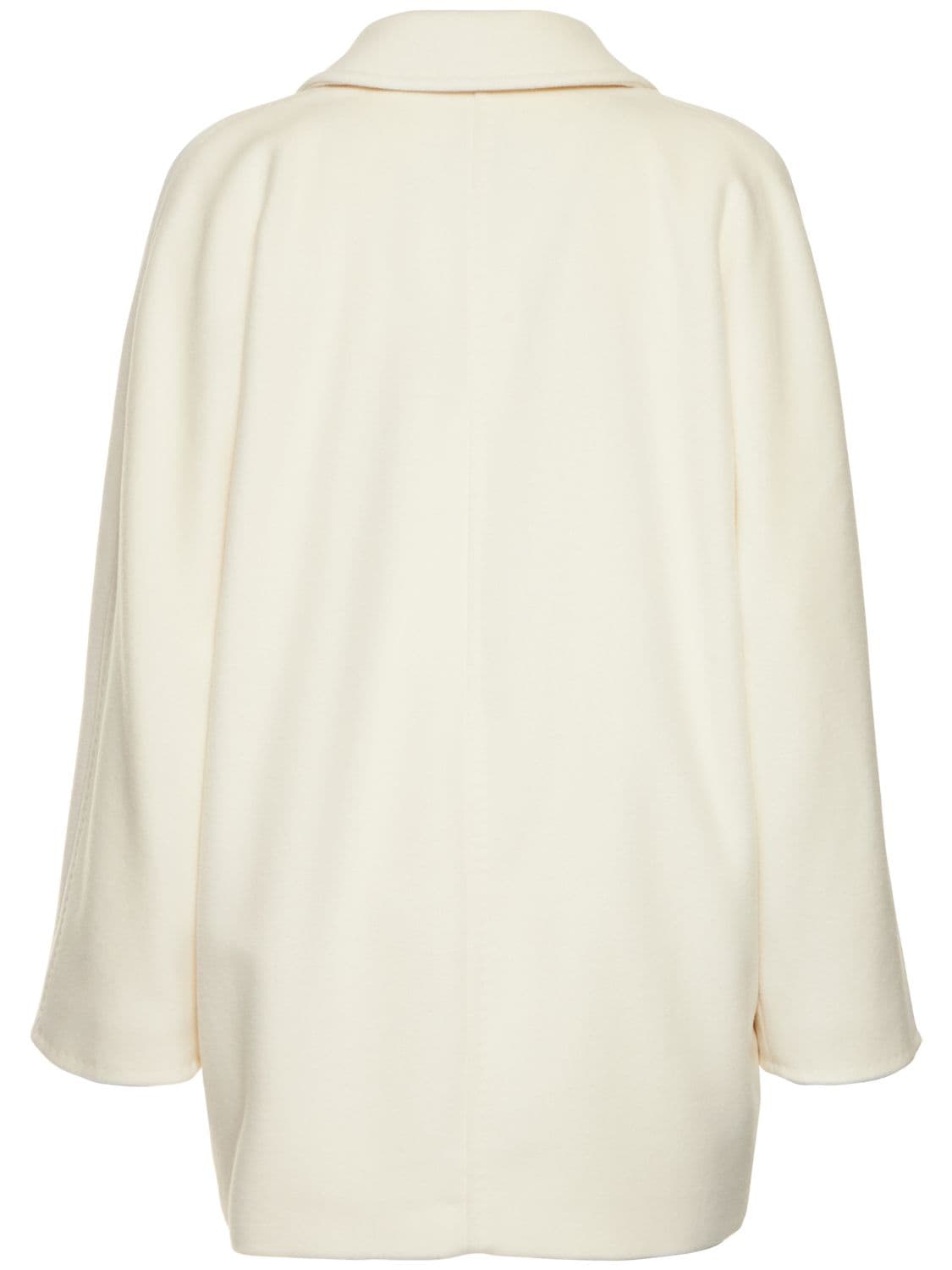 Max Mara Guinea Notched-lapels Wool-blend Coat In White