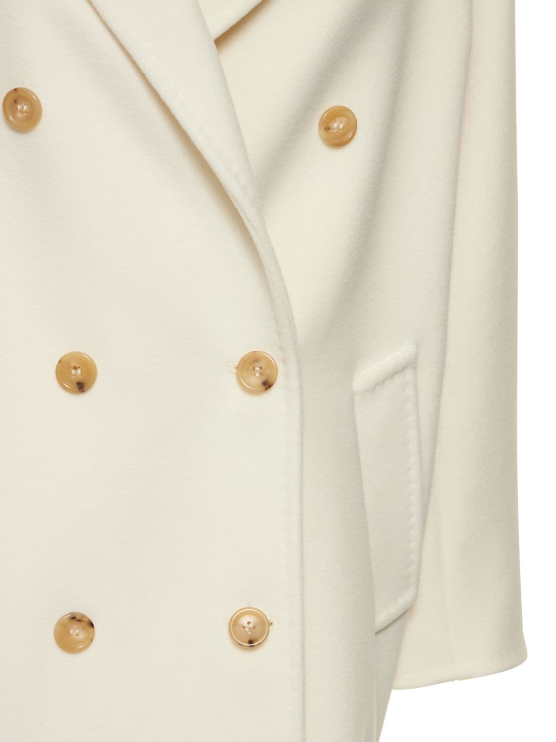Max Mara Guinea Notched-lapels Wool-blend Coat In White