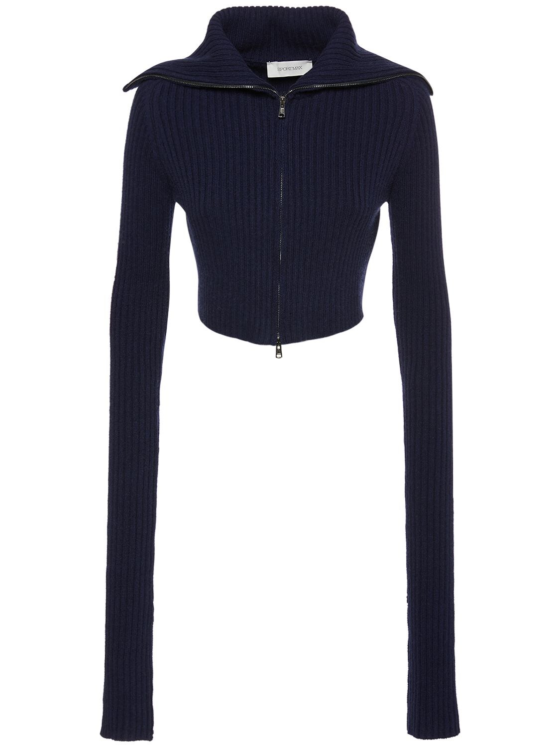 SPORTMAX DEODARA WOOL BLEND ZIP CROP CARDIGAN