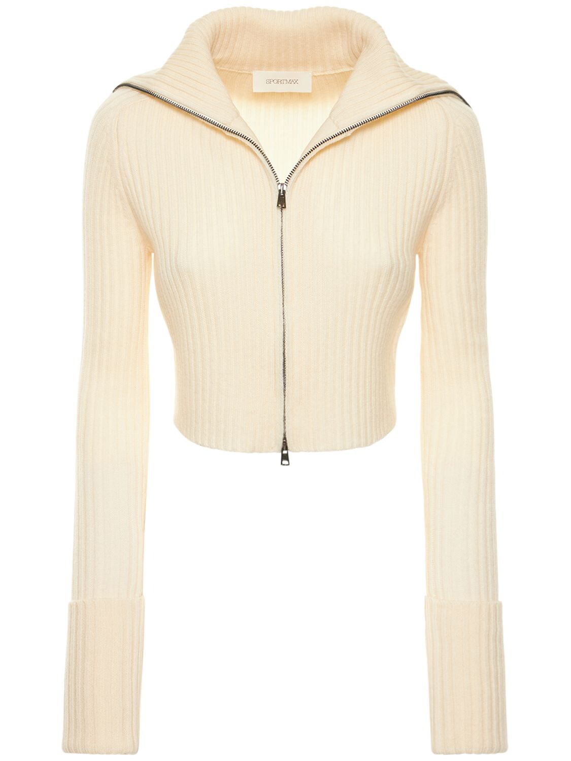 SPORTMAX DEODARA WOOL BLEND ZIP CROP CARDIGAN