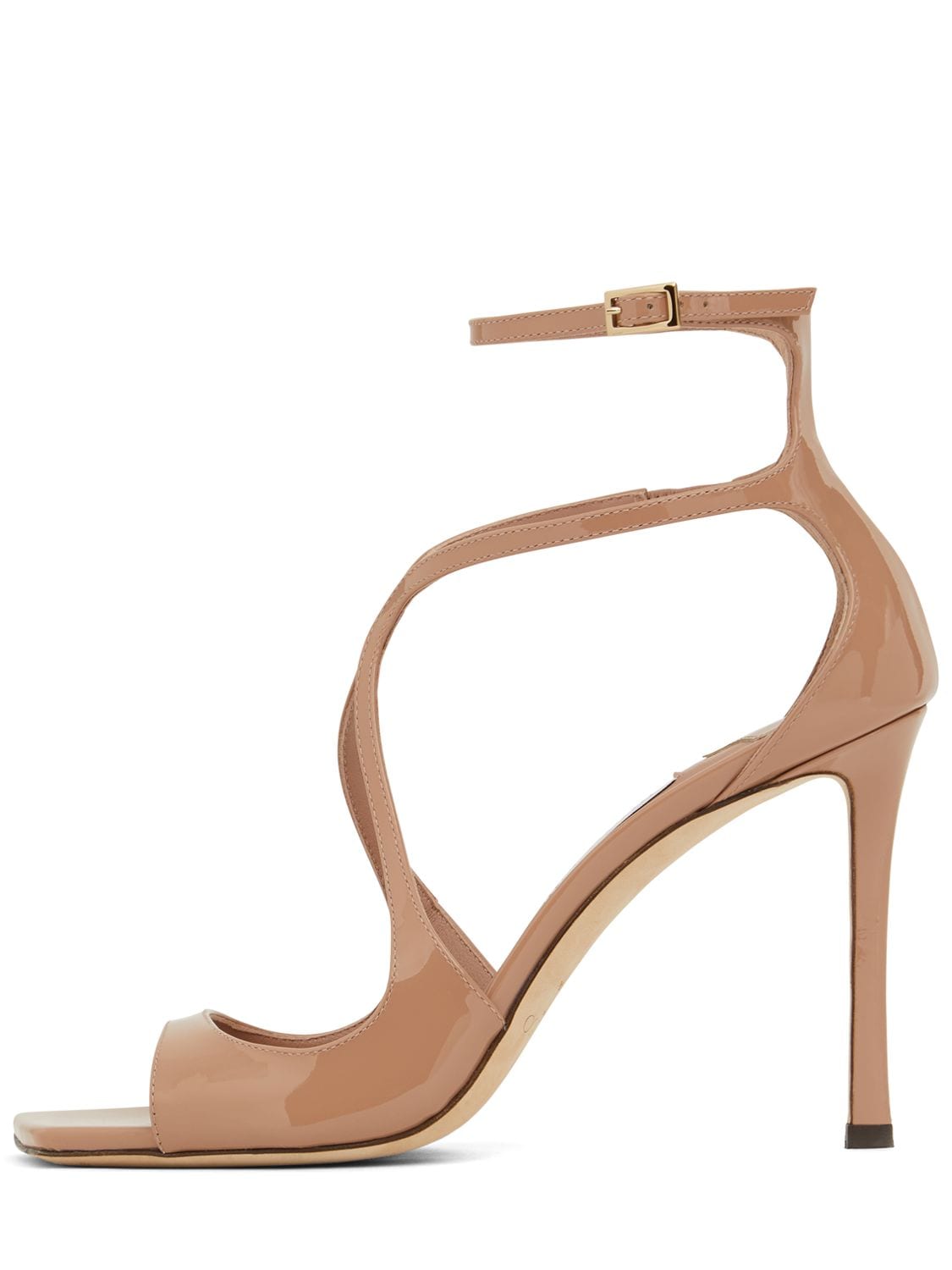Shop Jimmy Choo 95mm Azia Patent Leather Sandals In Nude