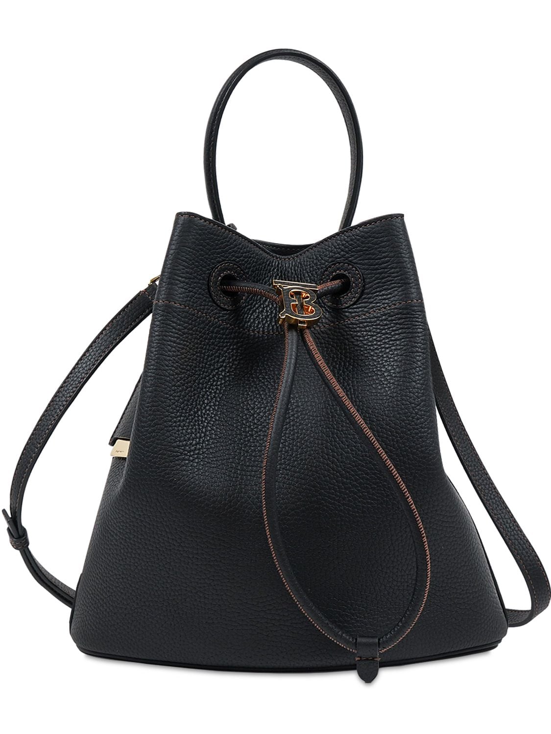 Image of Small Leather Drawstring Bucket Bag