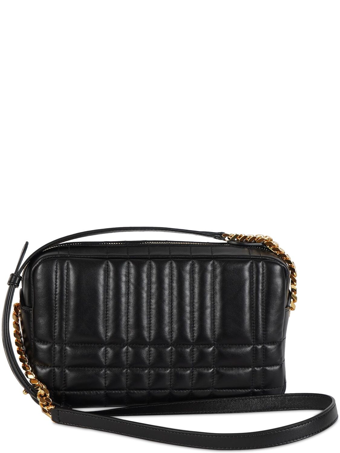 Shop Burberry Small Lola Quilted Leather Camera Bag In Black