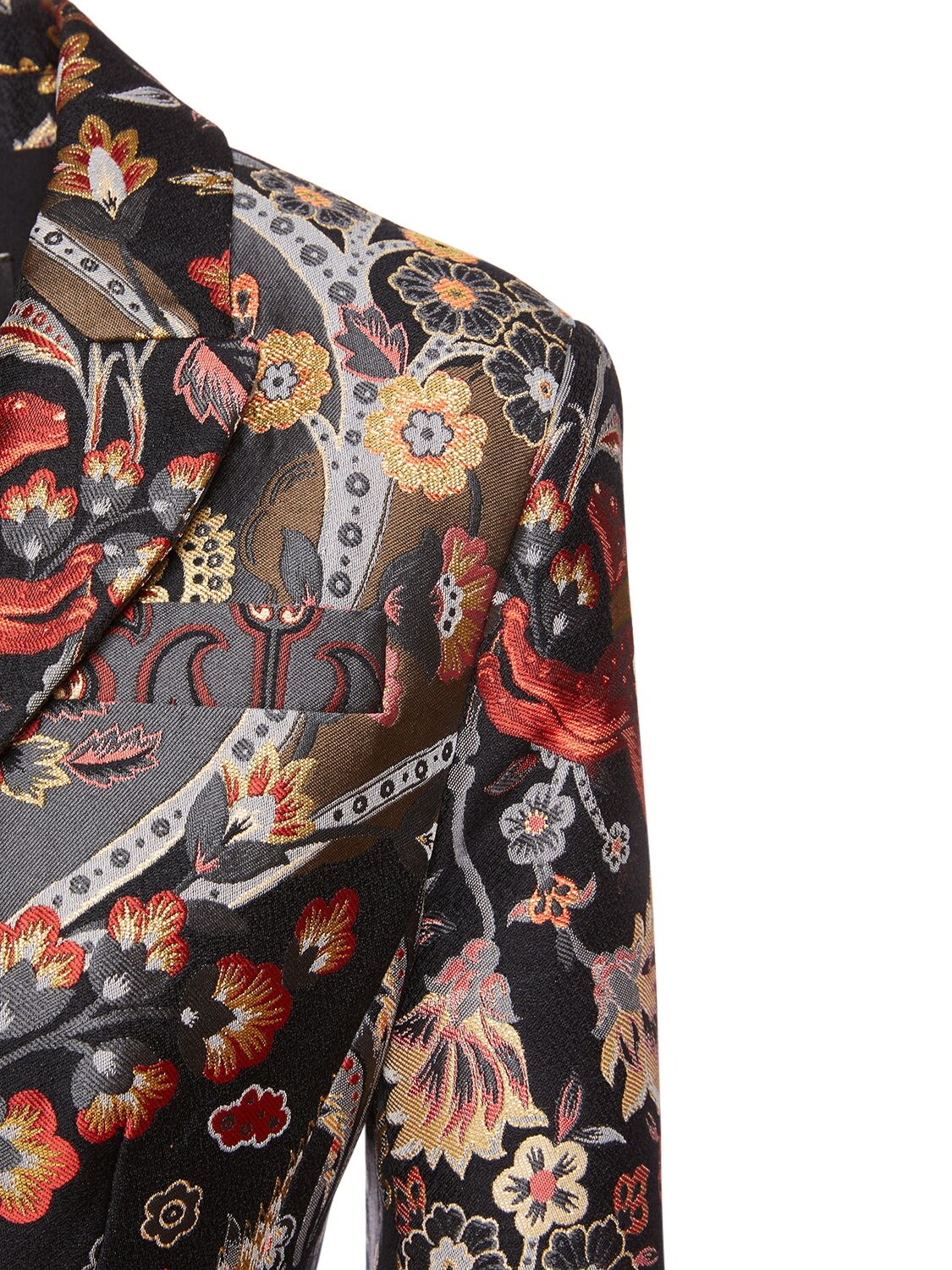 Etro Jacquard Jacket With Floral Pattern And Pegaso In Black 