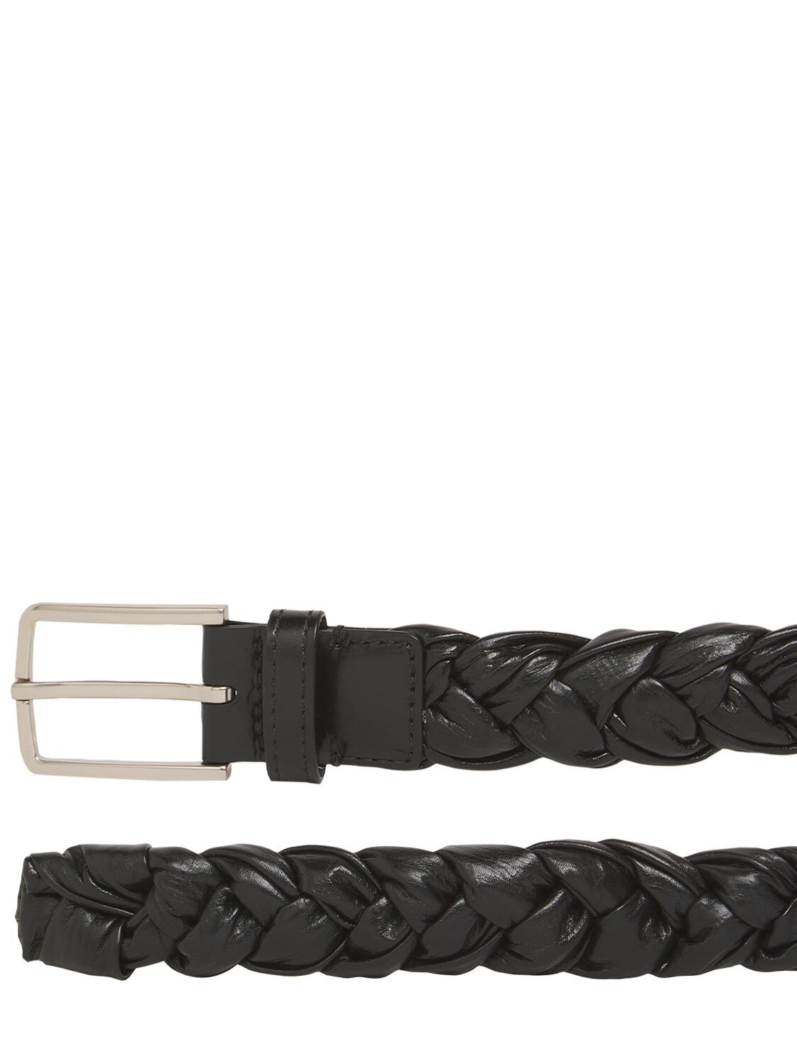 Shop Bottega Veneta Woven Leather Belt In Black