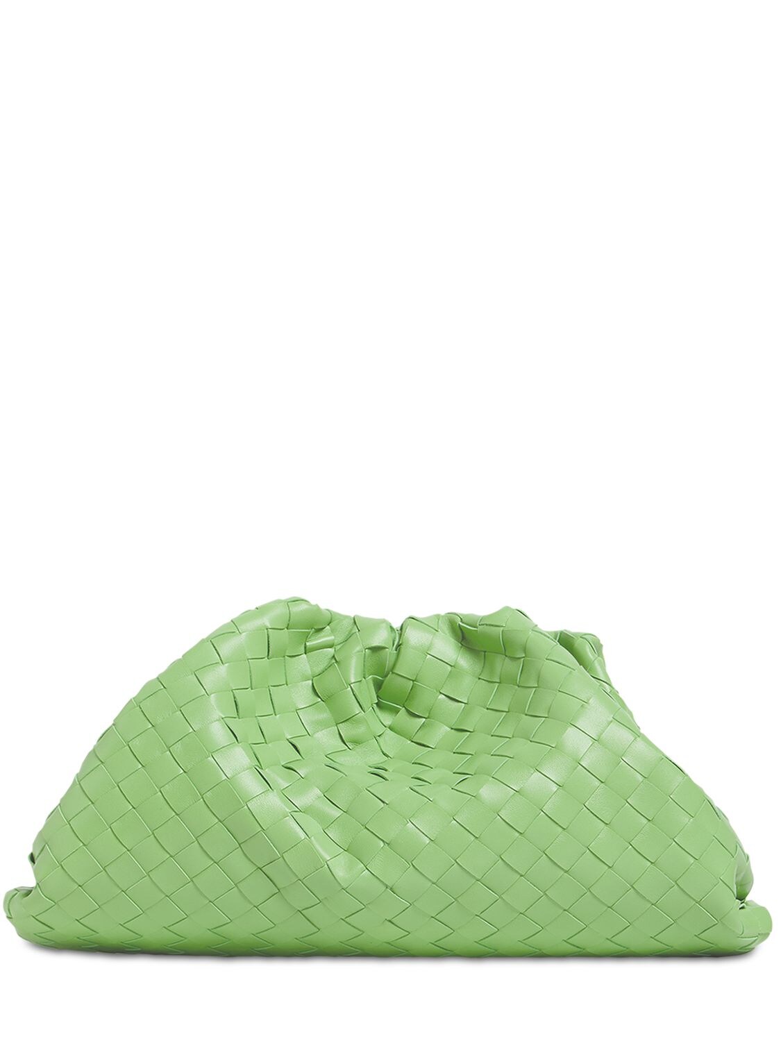 Bottega Veneta The Pouch Intreccio Leather Clutch In Pistachio