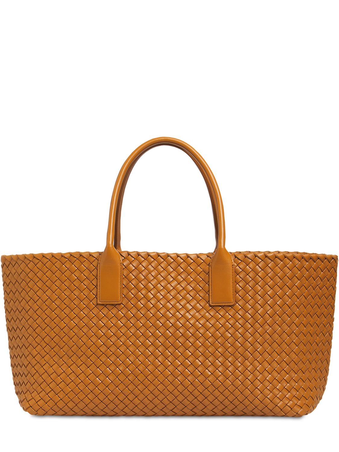 Shop Bottega Veneta Medium Cabat Leather Shoulder Bag In Caramel