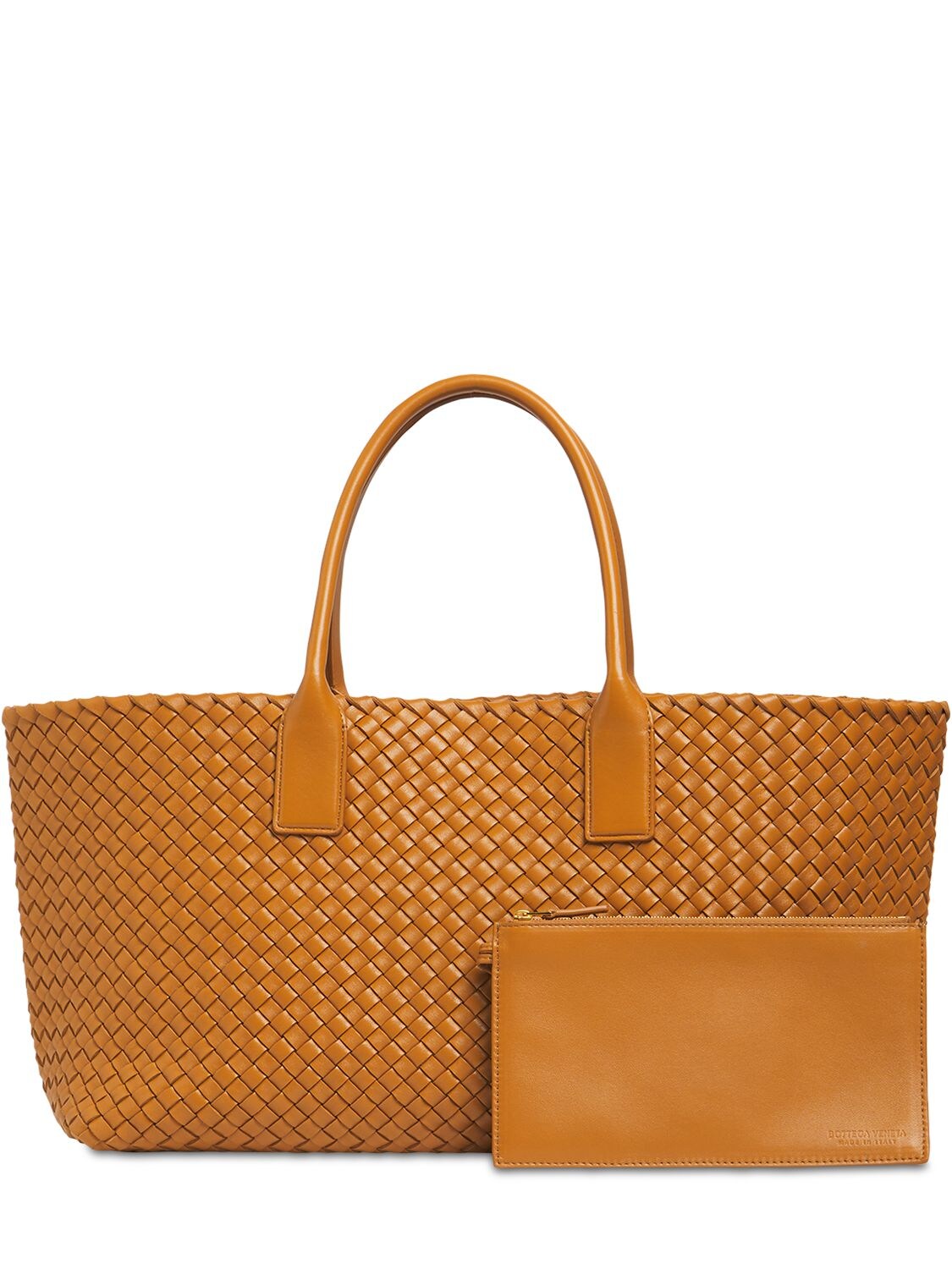 Shop Bottega Veneta Medium Cabat Leather Shoulder Bag In Caramel