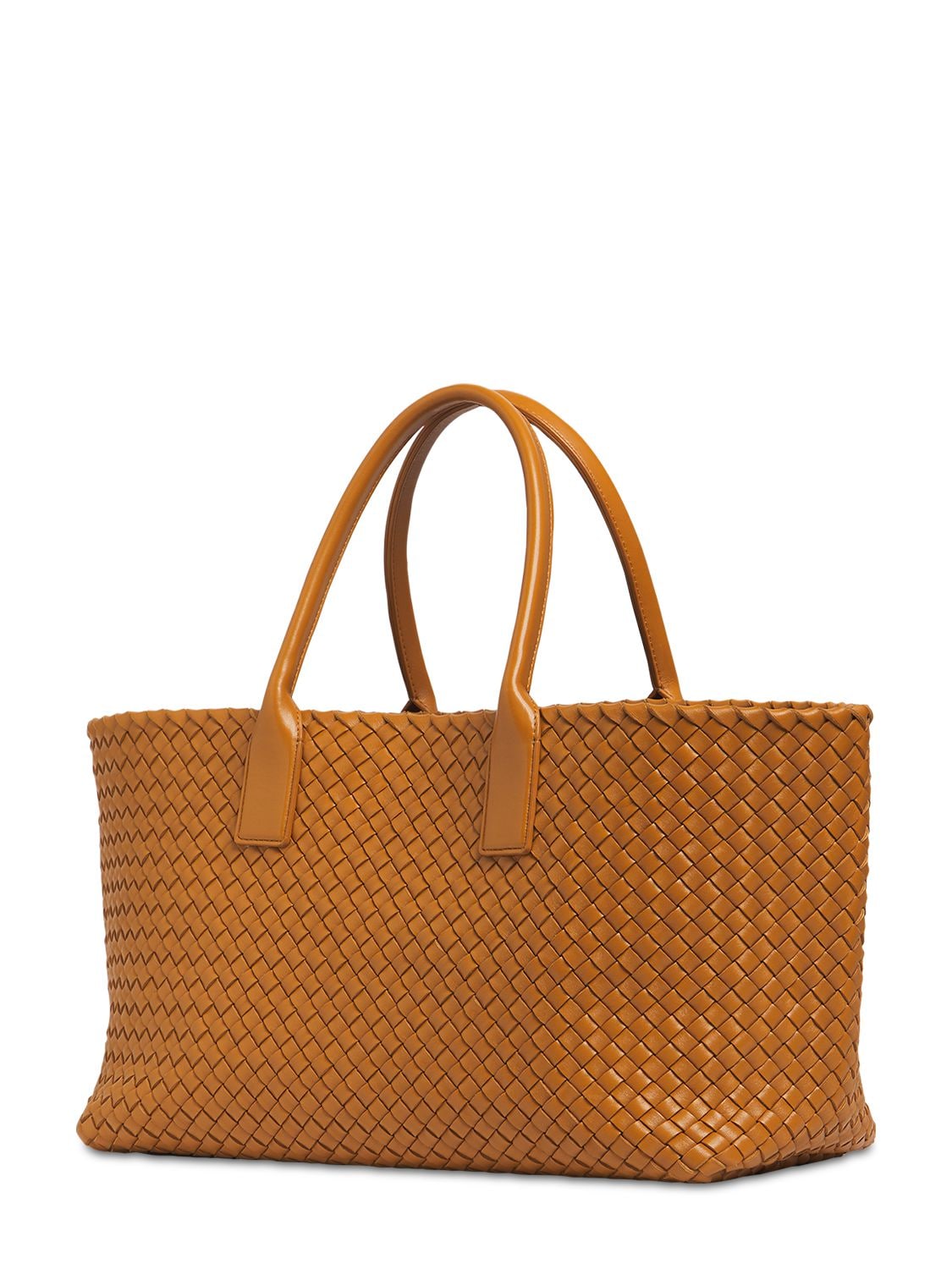 Shop Bottega Veneta Medium Cabat Leather Shoulder Bag In Caramel