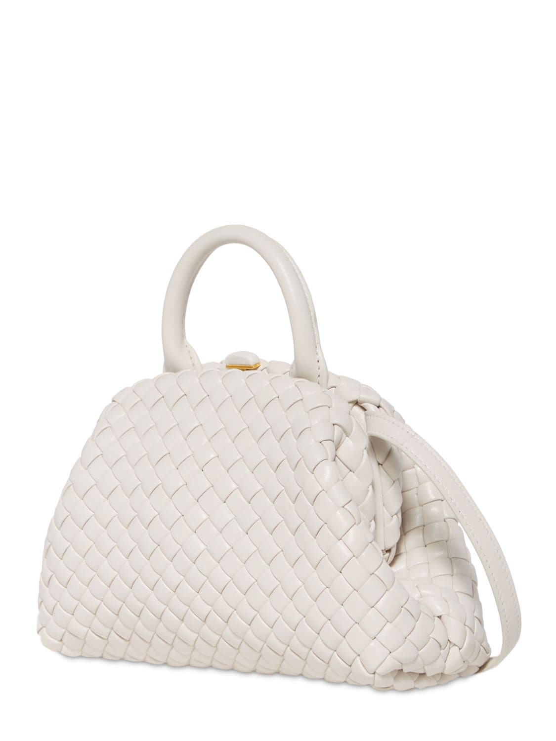 Shop Bottega Veneta Intrecciato Top Handle Bag In Chalk