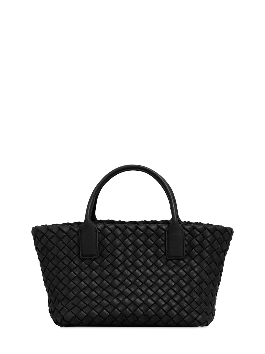 Bottega Veneta Cabat Leather Shoulder Bag In Black