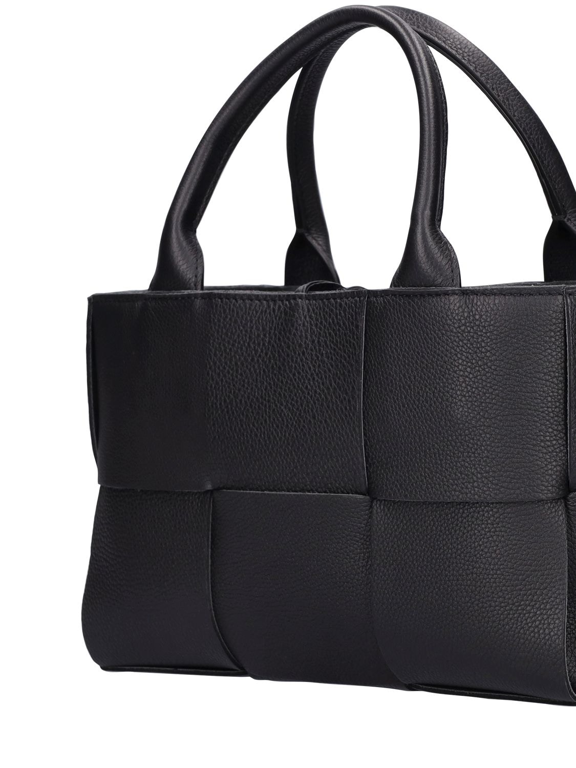 Shop Bottega Veneta Mini Arco Leather Tote Bag In Black