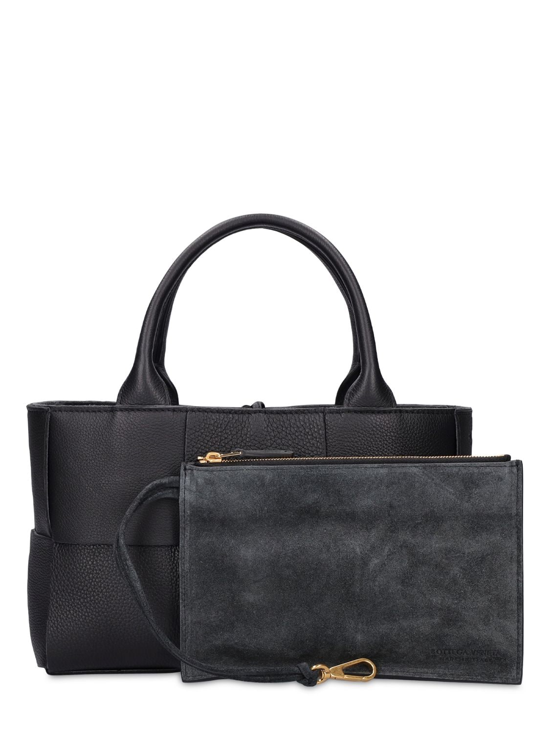 Shop Bottega Veneta Mini Arco Leather Tote Bag In Black